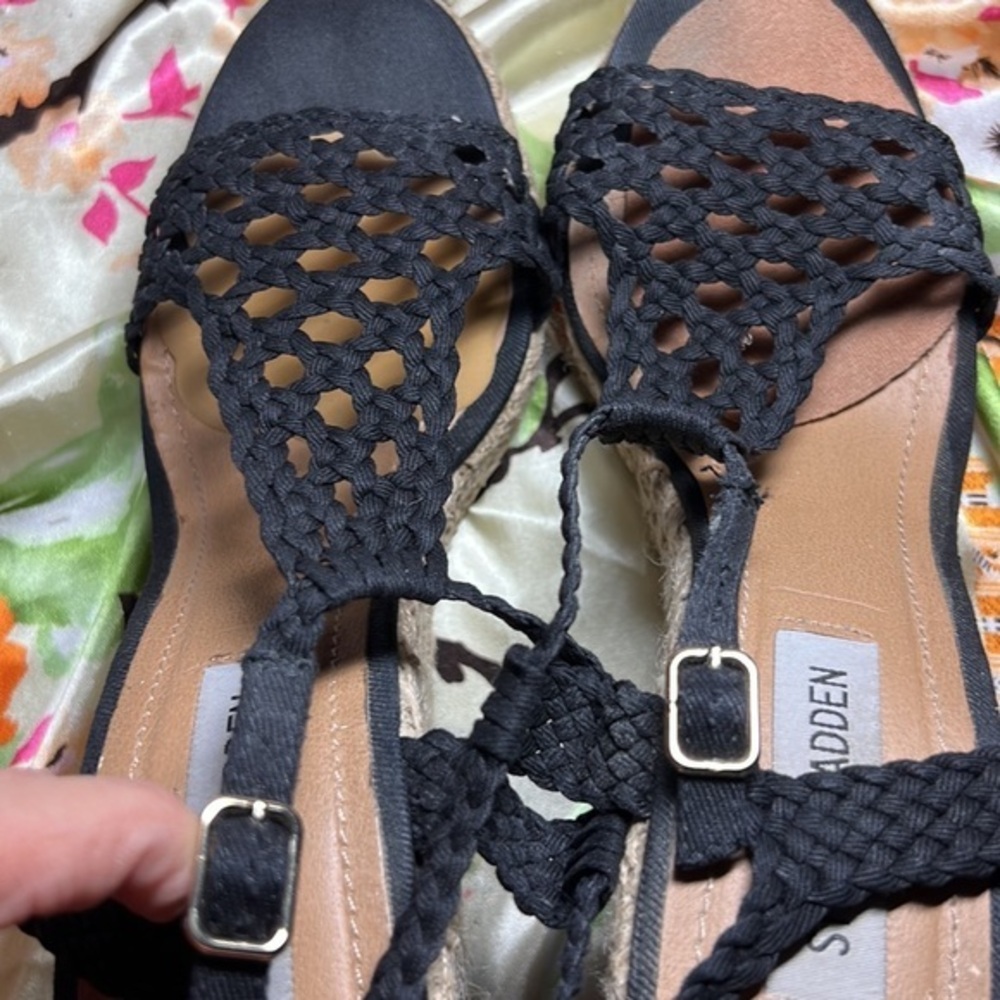 Steve Madden black strappy espadrille size 8 black - Picture 10 of 14